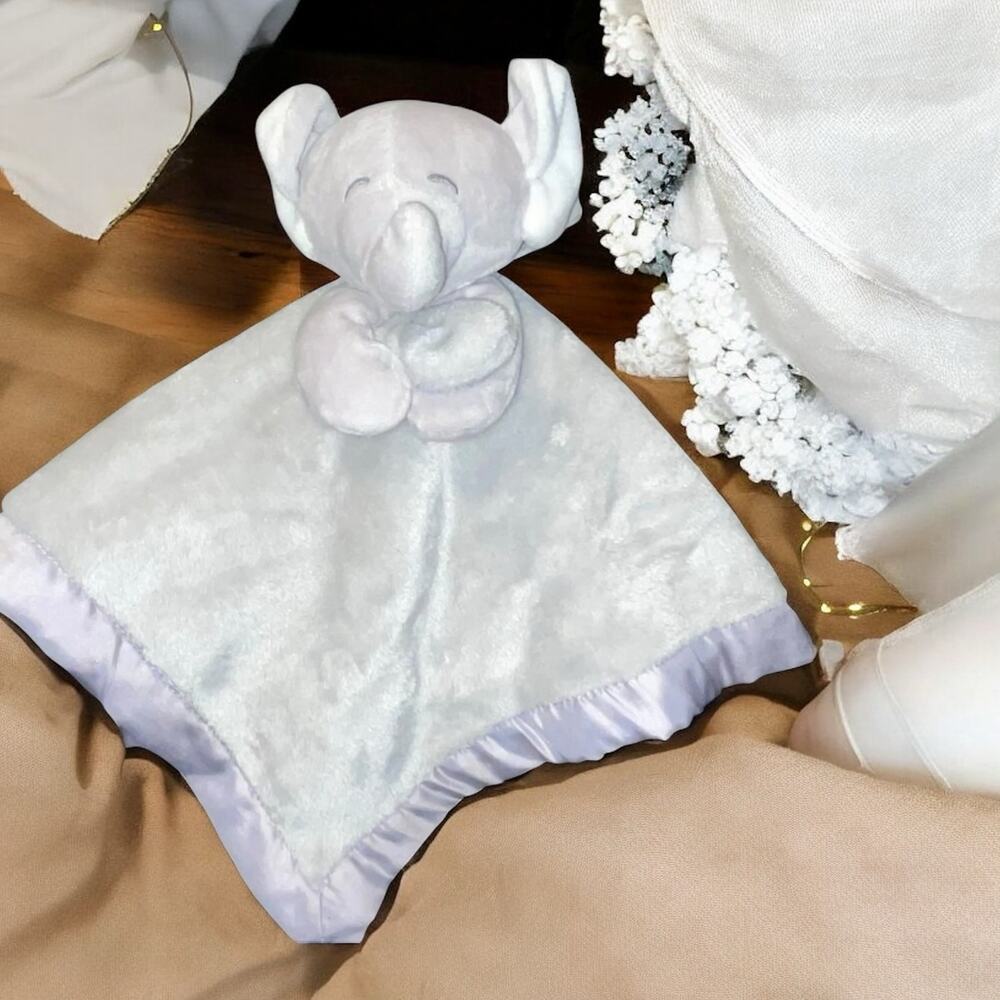 Carters Elephant Lovey Security Blanket Baby Safe Stitched Eyes Gray Nursery 14"